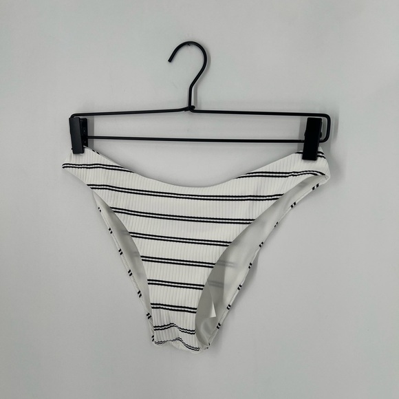 Madewell Carp Stripe Ribbed Bikini Bottoms In Double Stripe Lighthouse - Picture 2 of 5